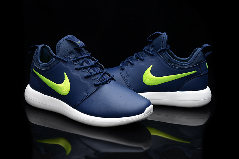 Women Nike Roshe 2 Leather PRM Blue Green Shoes - Click Image to Close